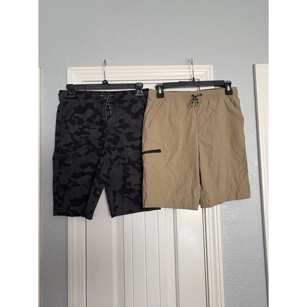 Weatherproof Vintage Boys Utility Shorts 2pk Khaki Camo Size L 14/16 Stretch